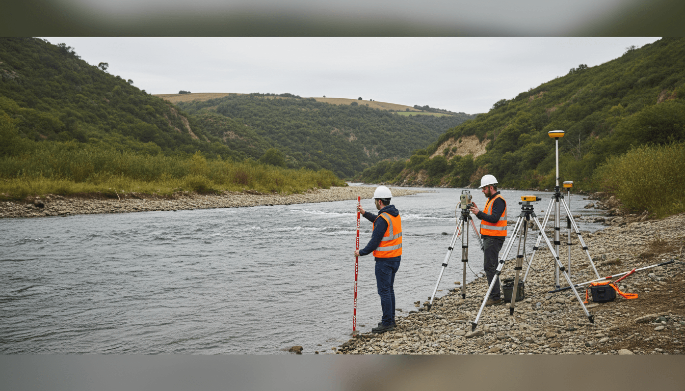 Instalación de turbina hidráulica en río